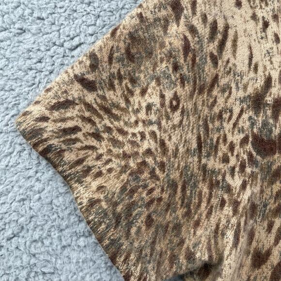 LIZ CLAIBORNE Knit Top Large Petite Animal Print Y2K Western Safari Vtg Sweater - Picture 7 of 8